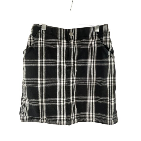 Hollister Women's Plaid Ultra High Rise Mini Skirt XS Black White Neutral - Picture 1 of 6